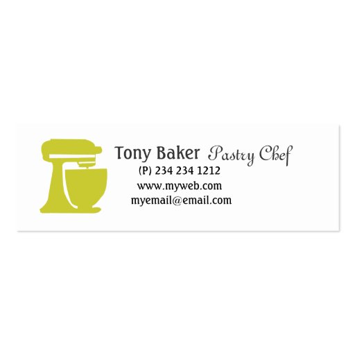 Green Beater Bakery Pastry Chef Business Card Template (front side)