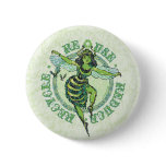 Green Bee Earthday by Mudge Studios Pinback Buttons