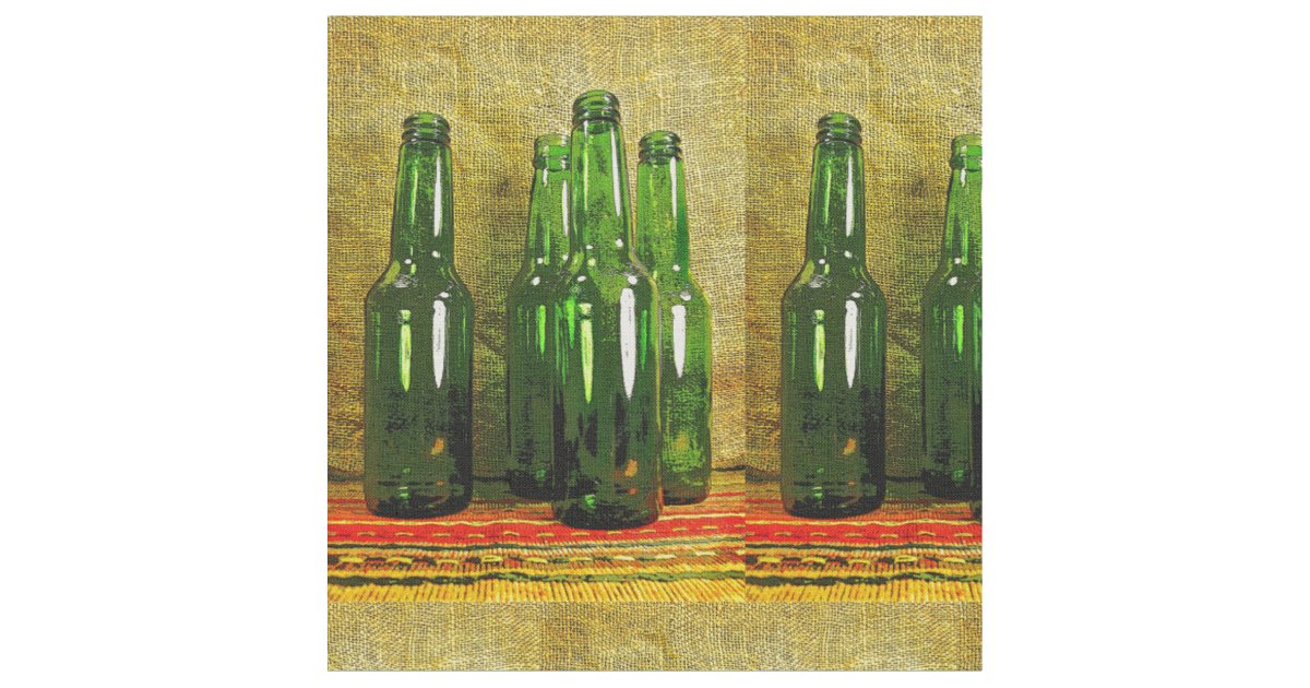 Green Beer Bottles Fabric Zazzle