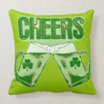 Green Beer Cheers Throw Pillows