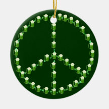 Green Beer Peace Sign Christmas Ornaments