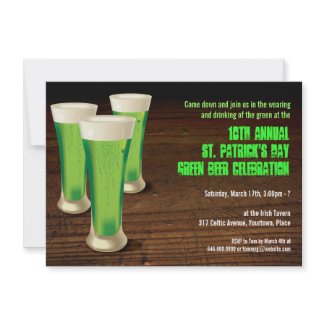 Green Beer St Patricks Day Party Invitation invitation