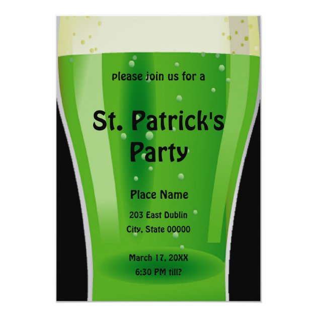 Green Beer St. Patrick's Day Party Invitation