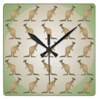 Green Beige Kangaroo Wall Clock