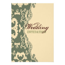 Green beige vintage western country wedding personalized invite