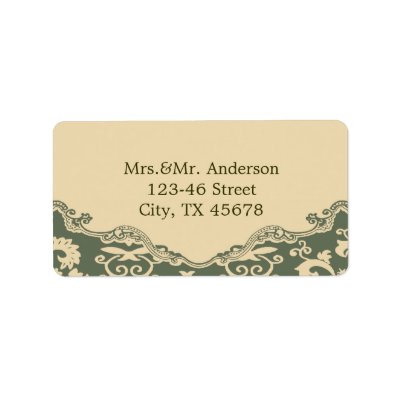 Green beige vintage western country wedding custom address label