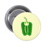 Green Bell Pepper. Halved. Pinback Button