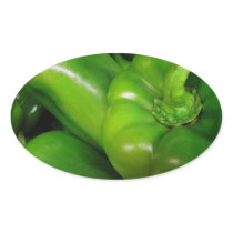 Green Bell Peppers Gift Range Oval Stickers