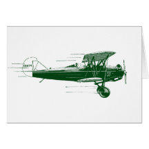 Green Bi Plane Greeting Card