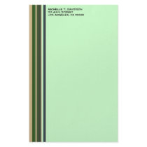 Green biege stripes stationery