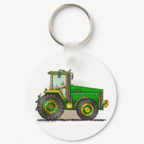 Green Big Tractor Key Chains keychains by art1st Green Big Tractor Key Chains keychains