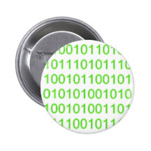Green Binary 01 - GeekShirts Button