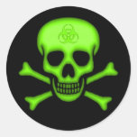 Green Biohazard Skull Sticker