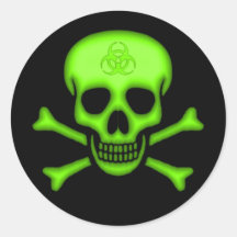 Green Biohazard Skull Sticker