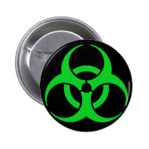 Green Biohazard Symbol Pinback Buttons