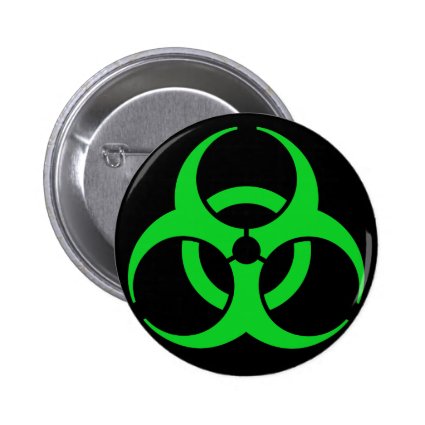 Green Biohazard Symbol Pinback Buttons