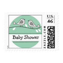 Green Bird Baby Shower Stamps