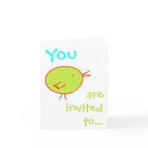 Green Bird Birthday Invitation Card