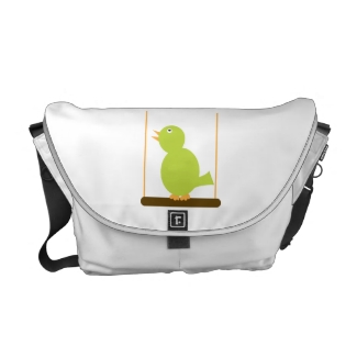 Green Bird on a Perch Rickshaw Messenger Bag