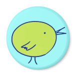Green Bird on Blue magnets