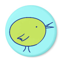 Green Bird on Blue magnets