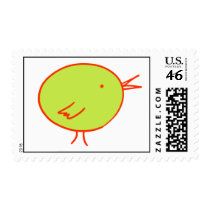 Green Bird (Red Outline) postage