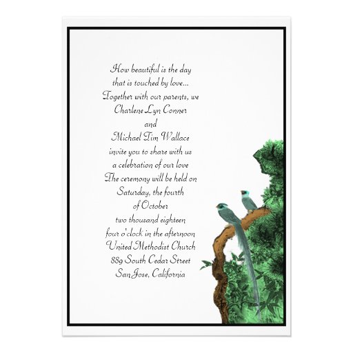 Green Birds Wedding Invitations