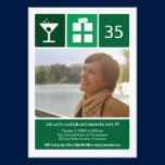 Green Birthday Icon Grid Photo invitations