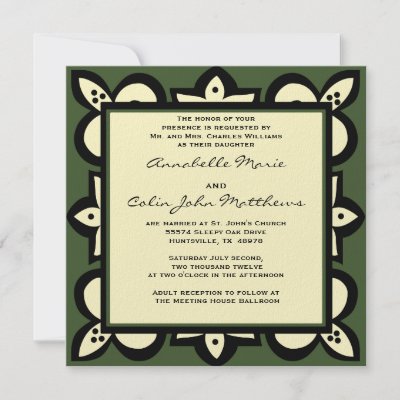 Green Black and Beige Wedding Invitation by DaisyLane