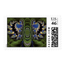 Green Black and Blue and Yellow Fractal Stamps