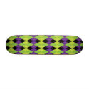 Green Black and Purple Evil Argyle Plaid skateboards