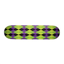 Green Black and Purple Evil Argyle Plaid skateboards by TeeShirtsTShirts Green Black and Purple Evil Argyle Plaid skateboards