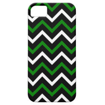 Green, Black and White Chevron Pattern (Zig Zag) iPhone 5 Cover