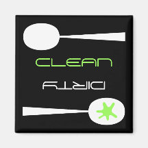 Green, Black and White, Clean or Dirty Dishwasher Refrigerator Magnet
