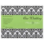 Green, Black, and White Damask Wedding Program Custom Flyer