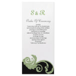 green,black and white Wedding program rack cards