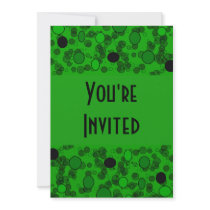 green black circles invitations