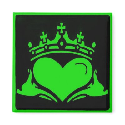 Green & Black Claddagh Square Magnets by JuJuGarden