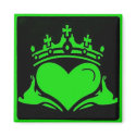 Green & Black Claddagh Square magnets by JuJuGarden Green & Black Claddagh Square magnets