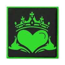Green & Black Claddagh Square magnets