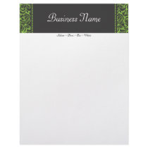 Green & Black Damask Letterhead