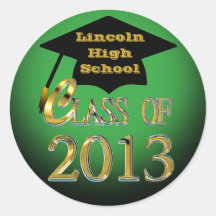 Green, Black & Gold 2013 Graduation Stickers