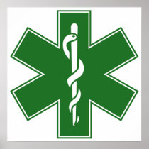 Green Black Grey Purple  Nurse EMS Star of Life Poster