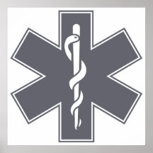Green Black Grey Purple  Nurse EMS Star of Life Poster