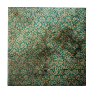 Green black grunge damask wallpaper tile