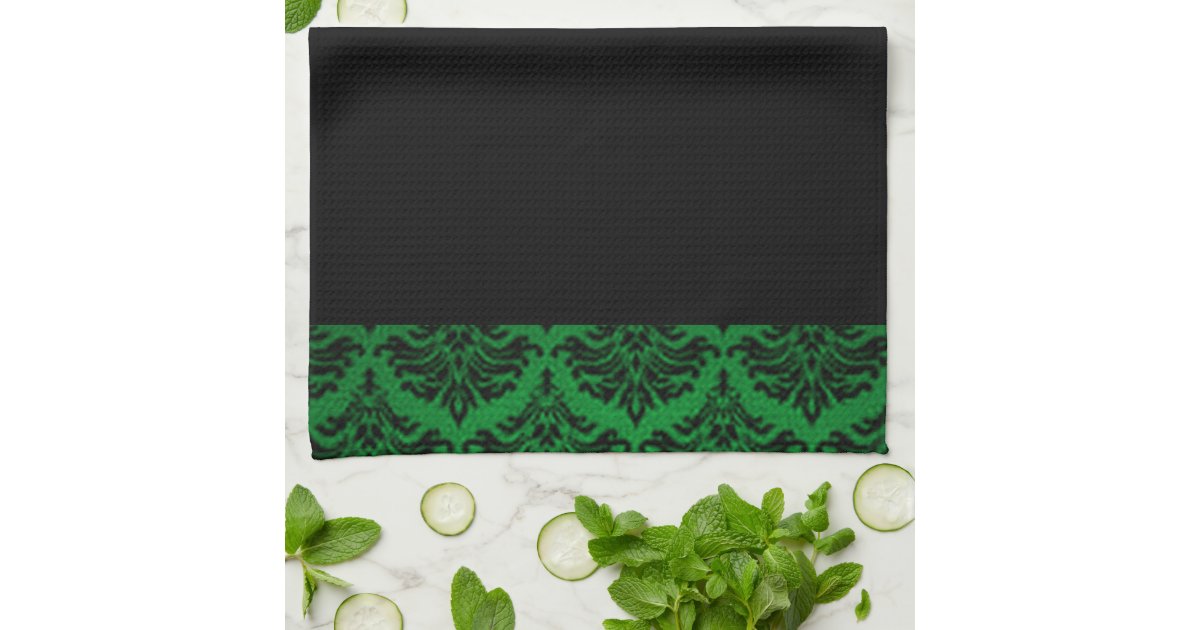 Green Black Kitchen Towels Zazzle