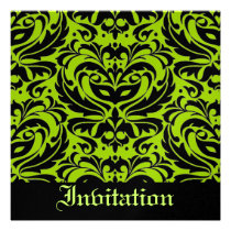 Green Black Masquerade Halloween Party Invitation