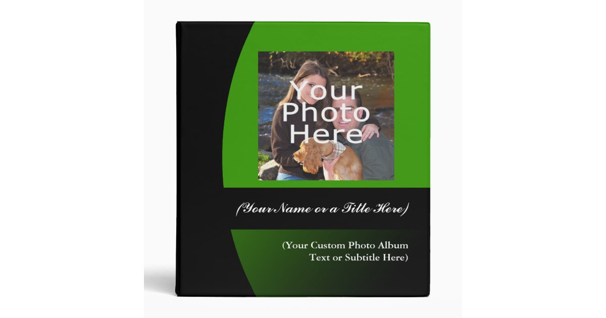 green black personalized photo album binder zazzle green photo album