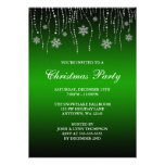 Green Black Sparkle Snowflakes Christmas Party Personalized Announcement
