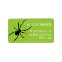 Green black spider Halloween return address label